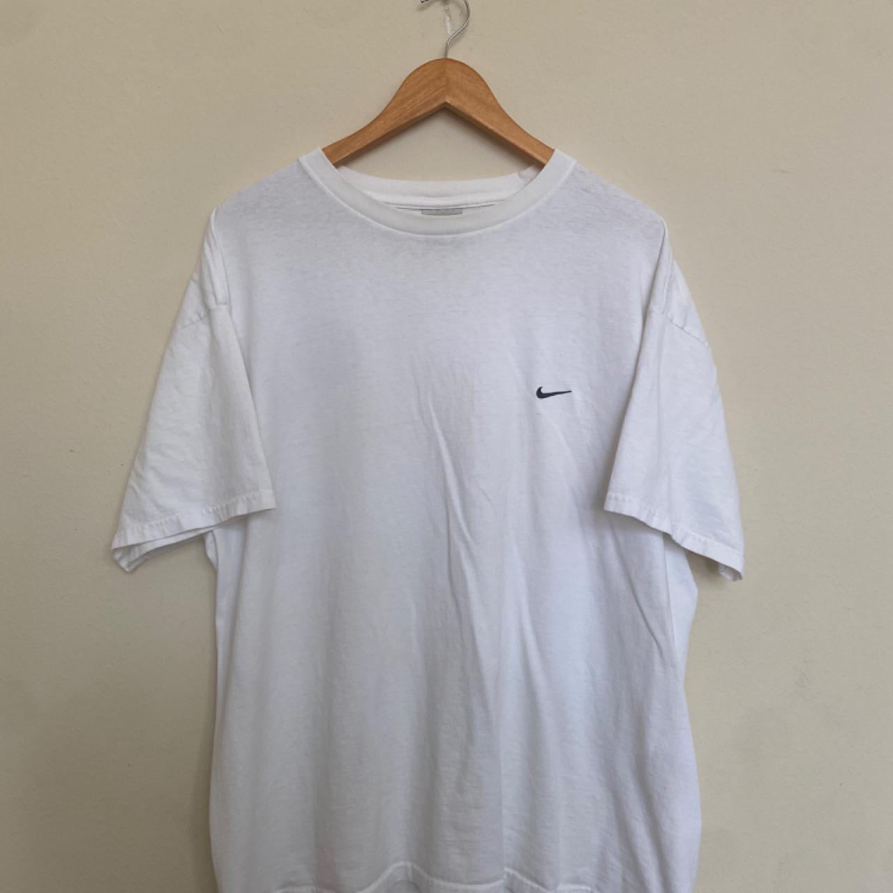 Vintage Y2K Nike Swoosh White T-Shirt Size... - Depop