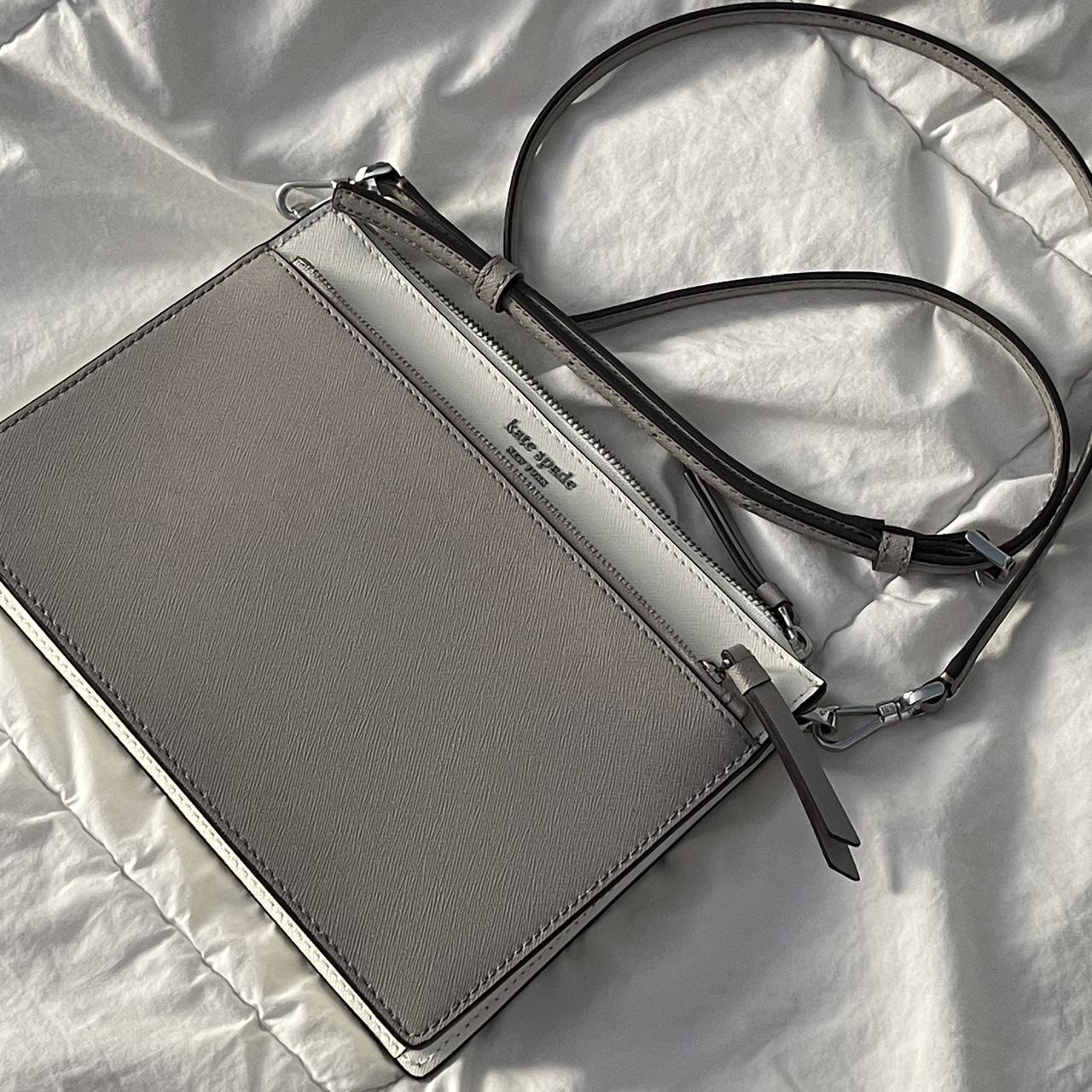 Authentic Grey&white Kate Spade crossbody bag Size:... - Depop