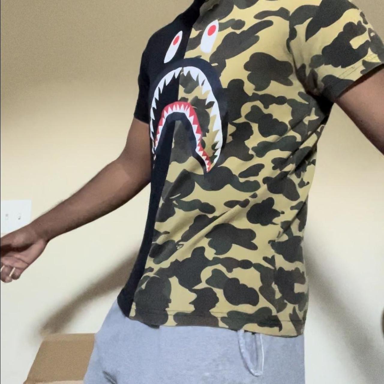 Half black half camo bape shirt online