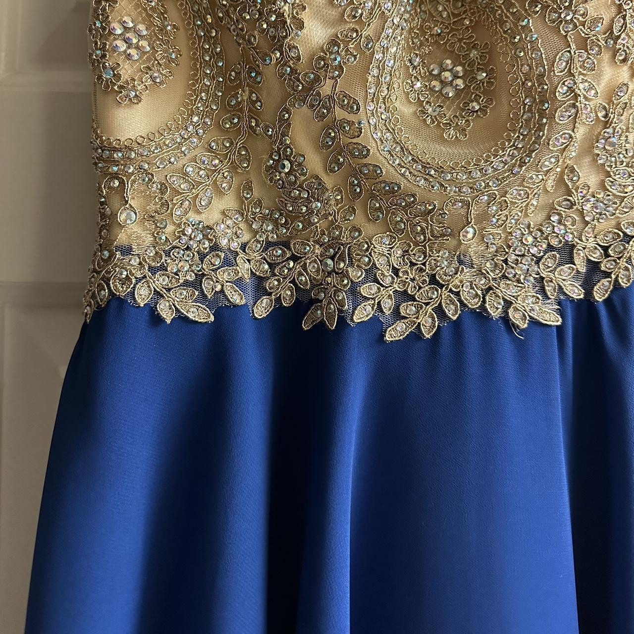 Blue and outlet gold homecoming dress