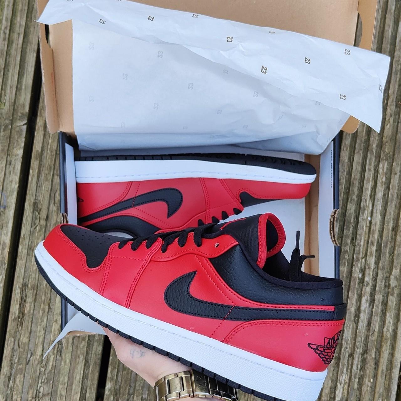 Air Jordan one low . Gym red black white . Brand... Depop
