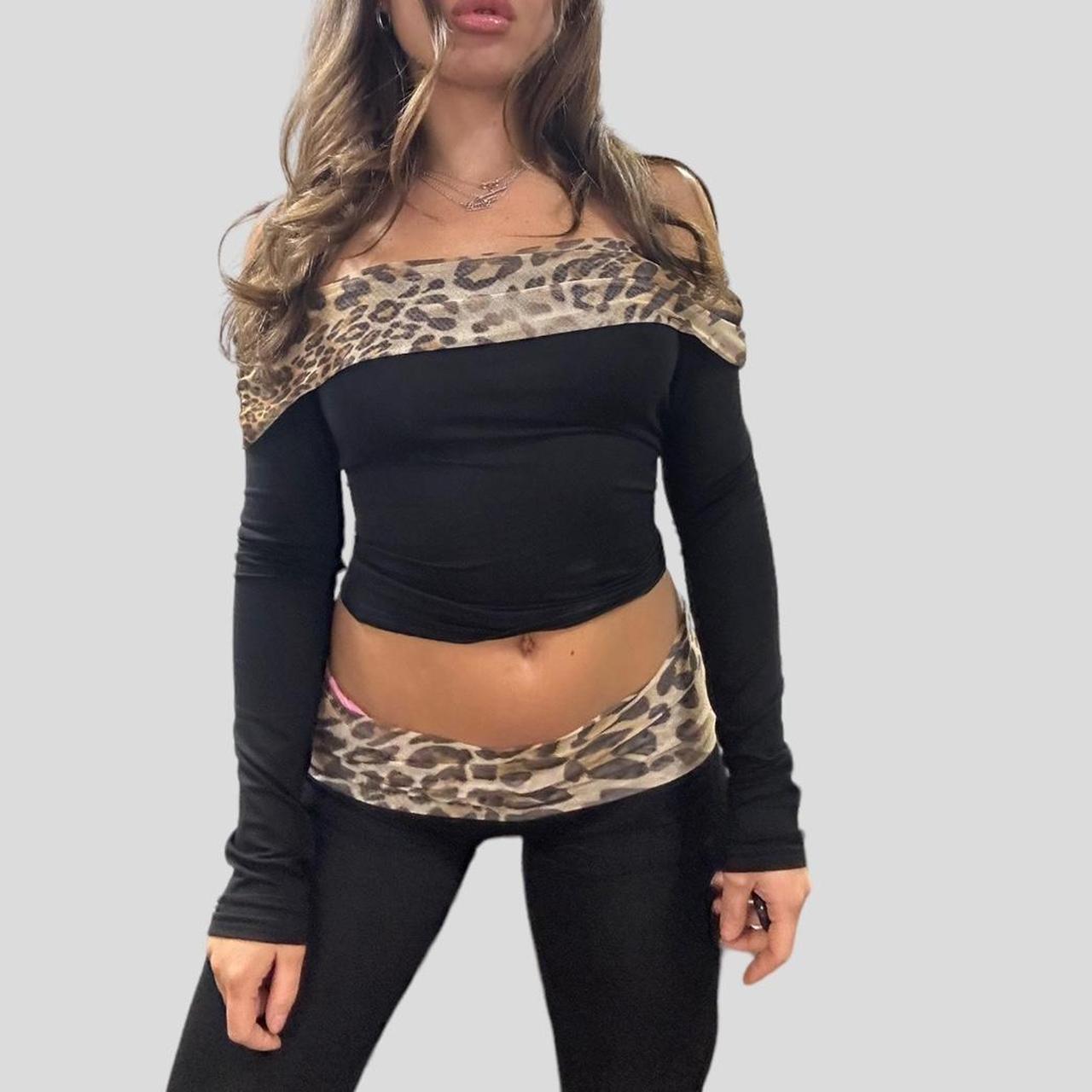 Cheetah off shoulder top hot sale