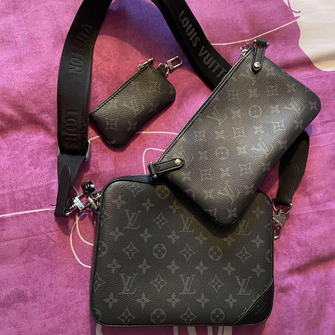 Louis Vuitton Men's Black and Grey Bag Depop