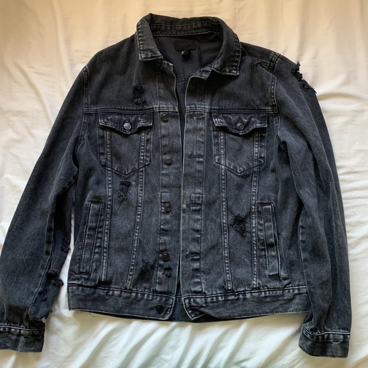 Men’s black denim jacket Size medium #denim #fall... - Depop