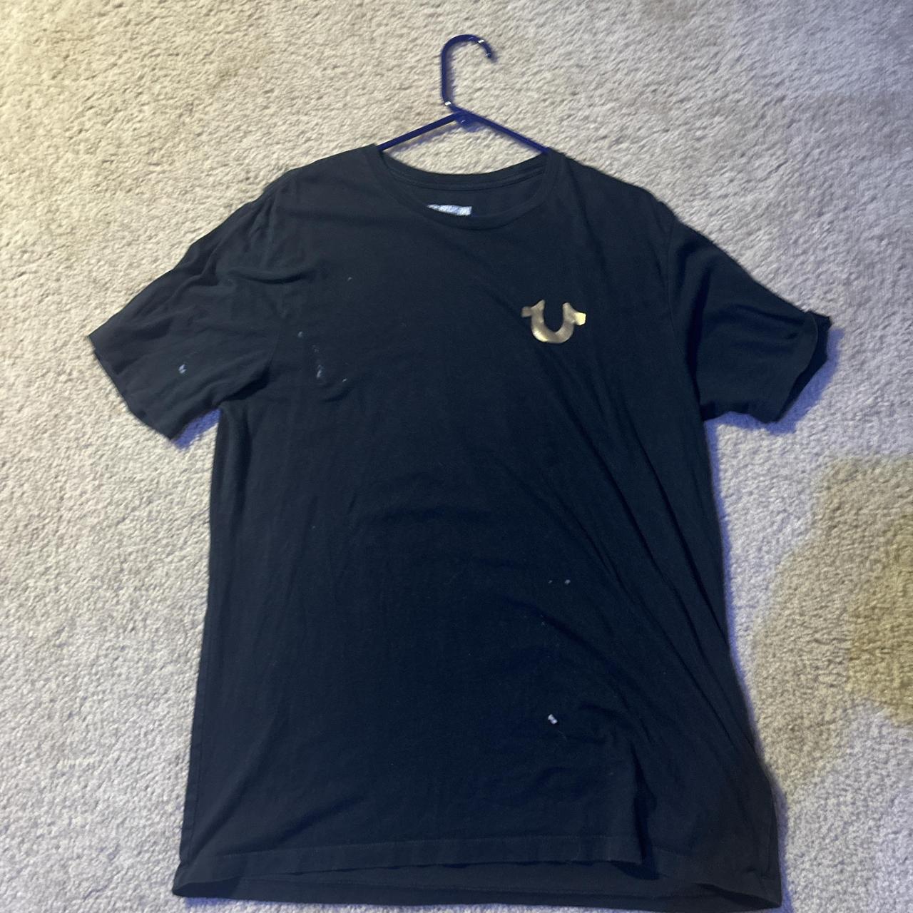 Gold and black true religion shirt Depop