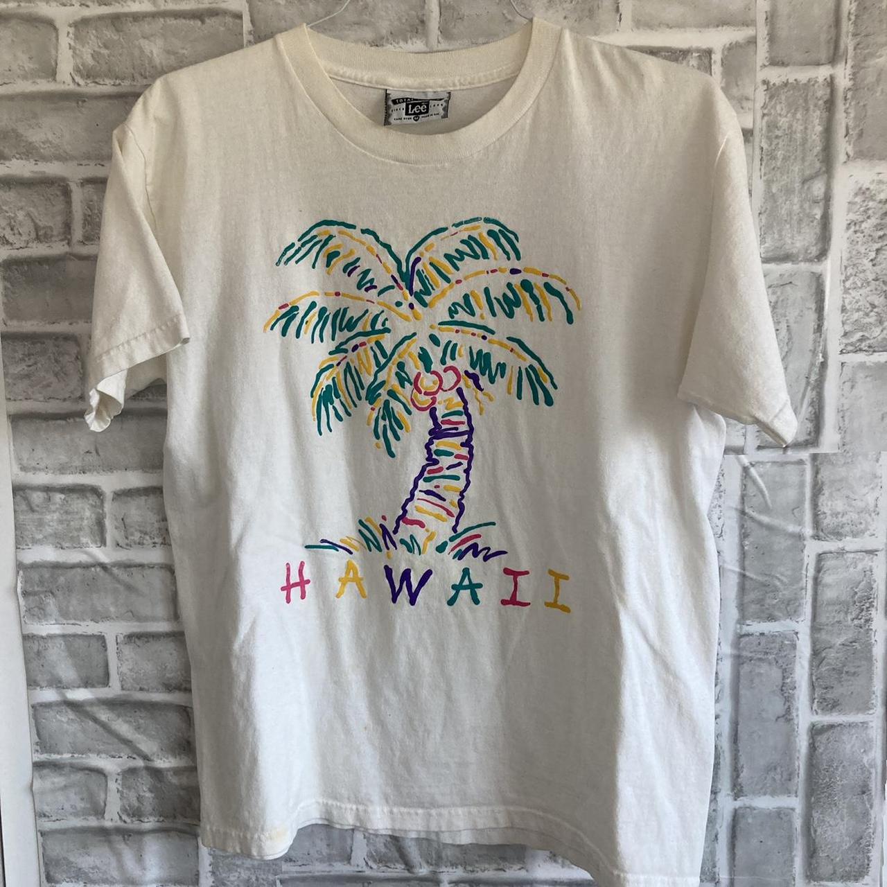 Lee Hawaii shirt 90s made in USA puff print palm... - Depop