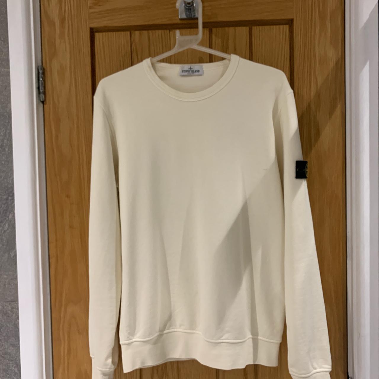 Cream coloured Stone Island jumper. Small stain on... Depop