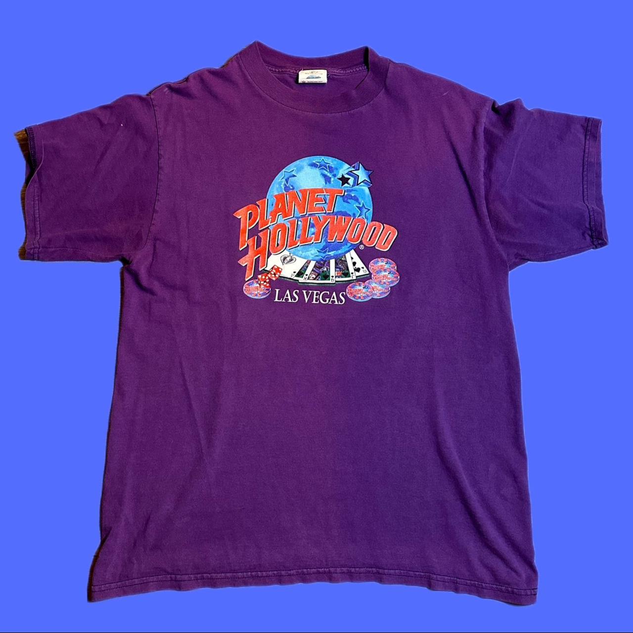 Vintage 90s single stitch purple planet Hollywood... - Depop