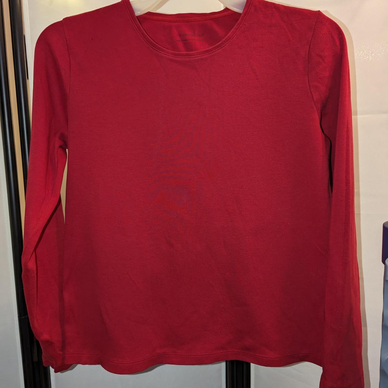 Charter Club Long Sleeve Shirt - Red- Cotton (one... - Depop