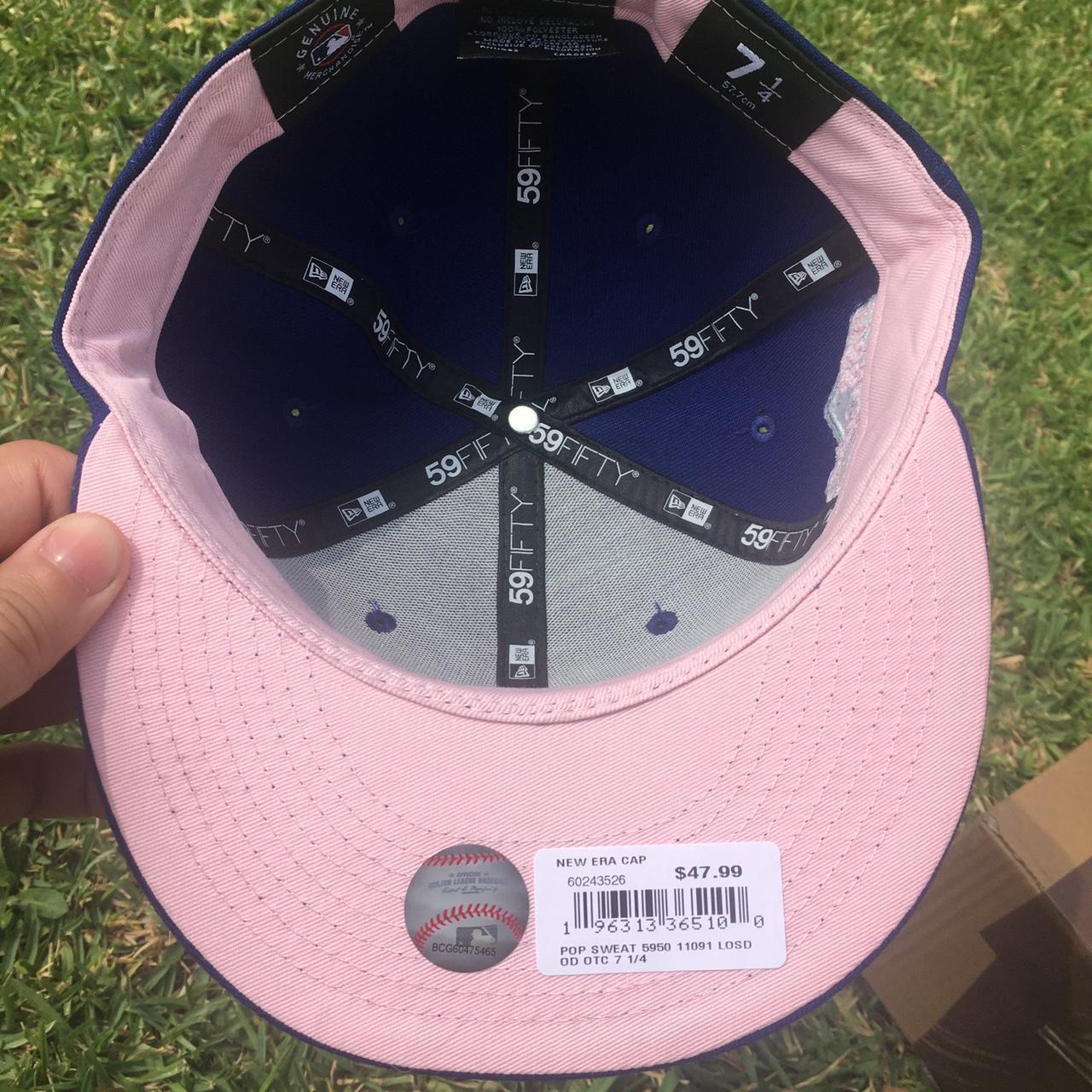 New Era Los Angeles Dodgers Pop Sweat 59FIFTY Fitted Hat 5950 Pink Brim  Under