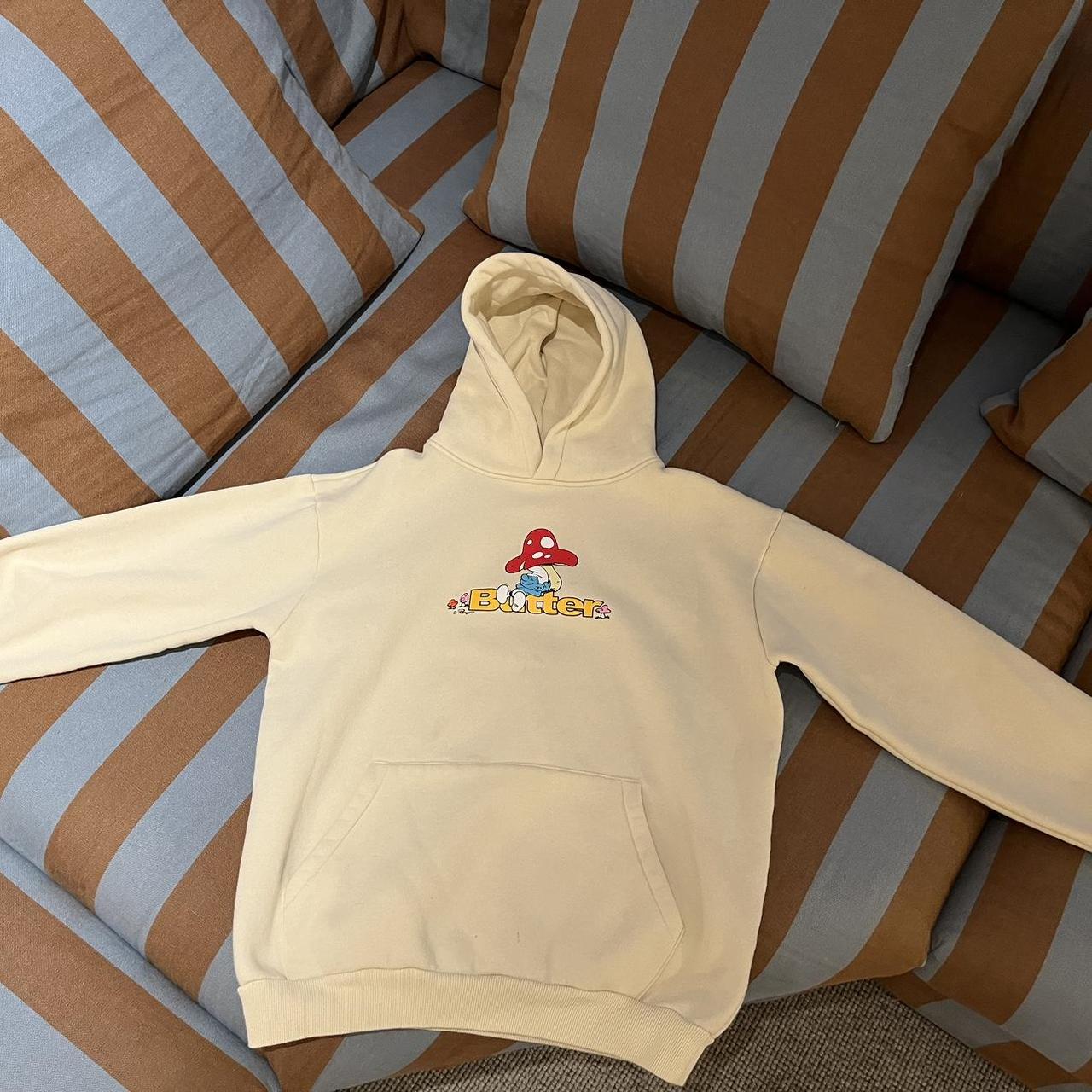 Butter hoodie Smurf’s Worn twice Message me before... - Depop