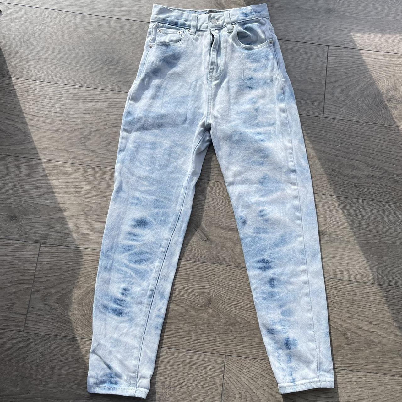 Pomelo Tie Dye Washed Blue High Waisted Jeans... Depop