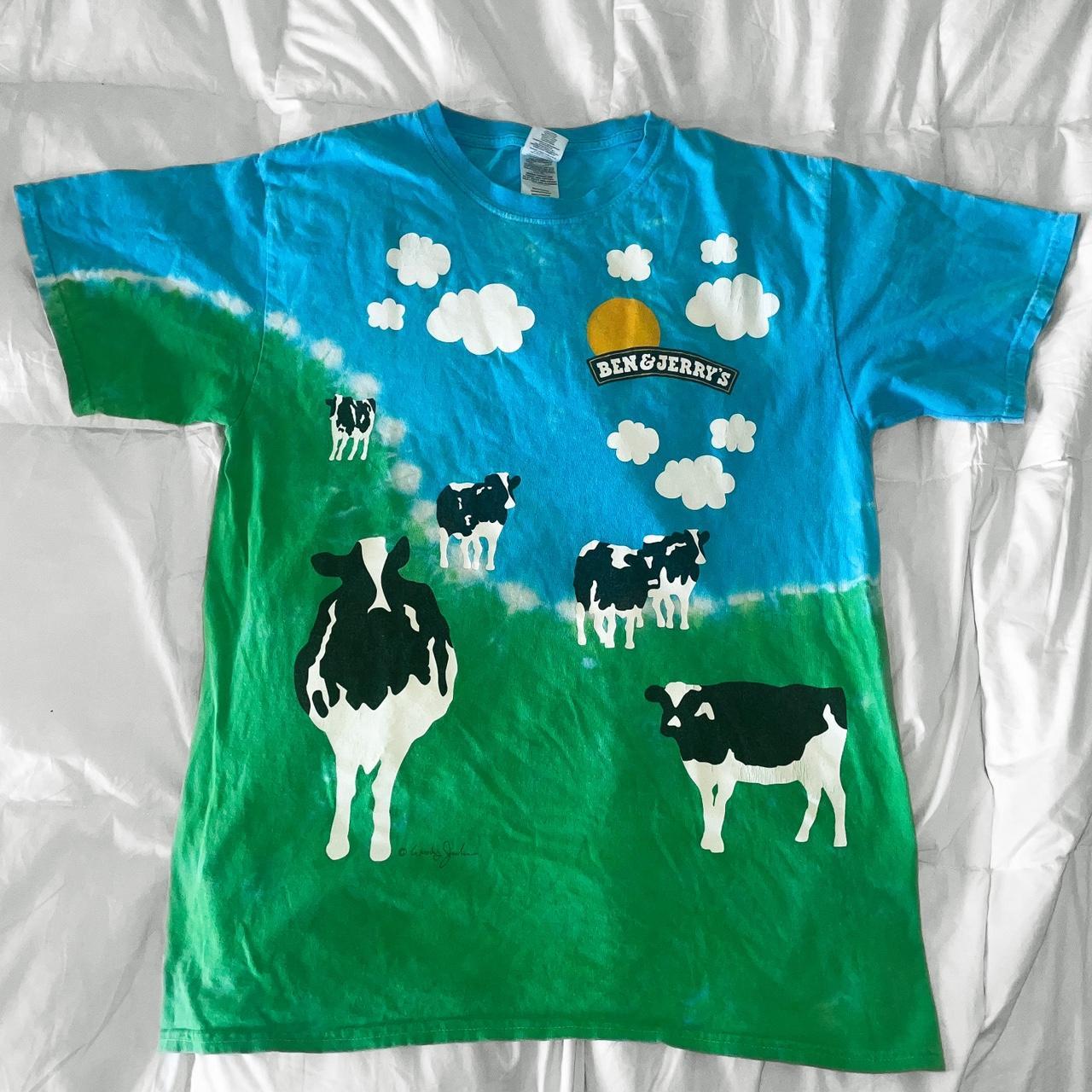 2000s Y2K Ben And Jerry’s Cow Tye Dye Tee * Used in... - Depop