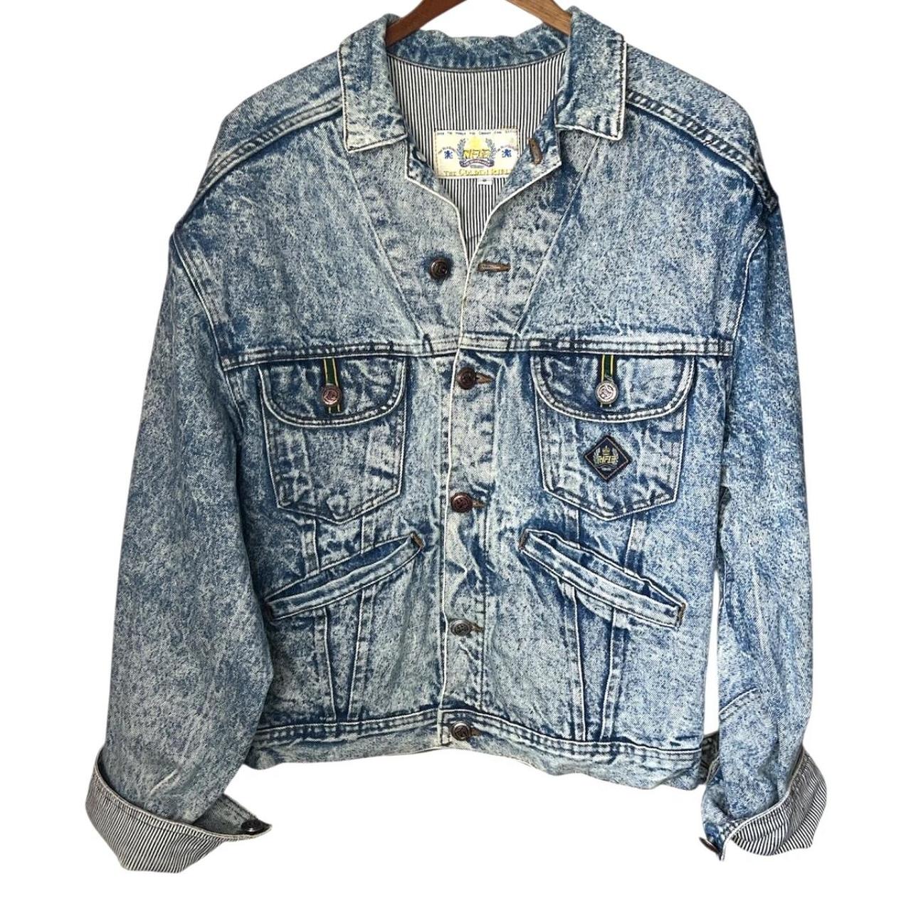Vintage 80's The Golden Rifle Acid Wash Denim Jacket | Depop