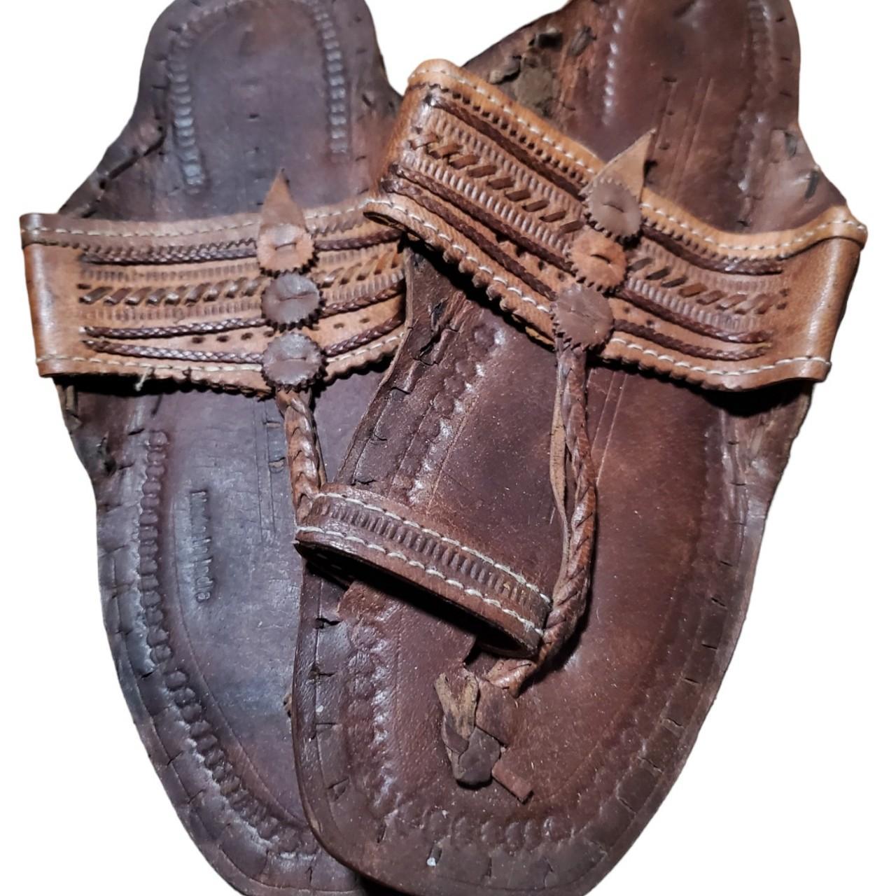 Buy US 7 Men Buffalo Leather Hippie Jesus Sandals Brown Leather Online in  India - Etsy