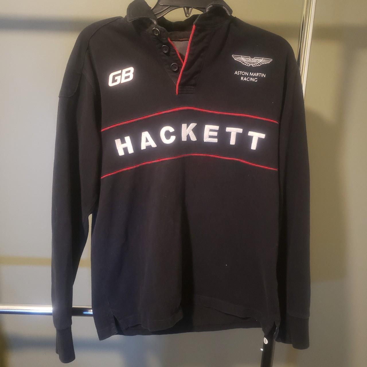 Hackett London Aston Martin Racing Black Rugby Shirt... - Depop