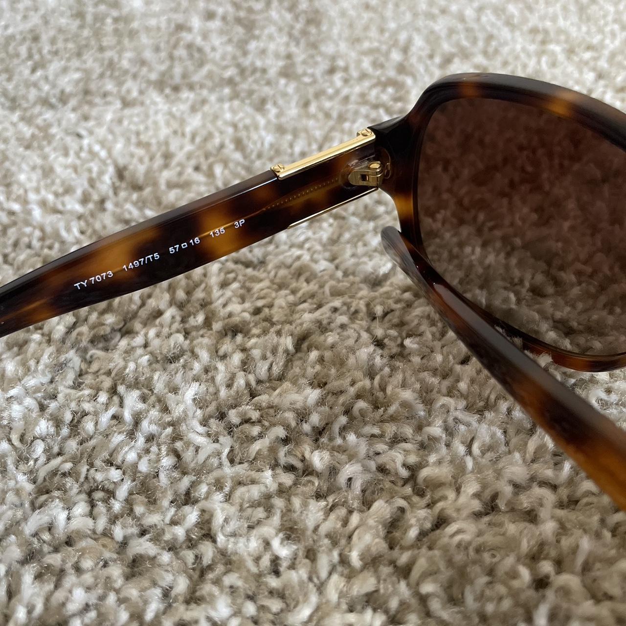 Tory Burch Women's Brown and Gold Sunglasses | Depop