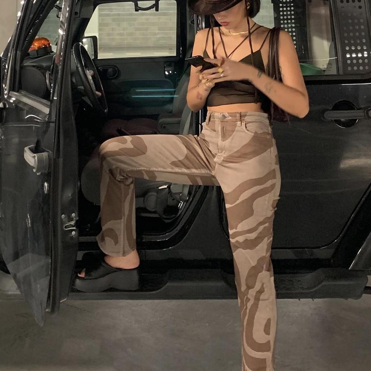 Motel Rocks Straight Leg Jeans in Laser Swirl Add... Depop