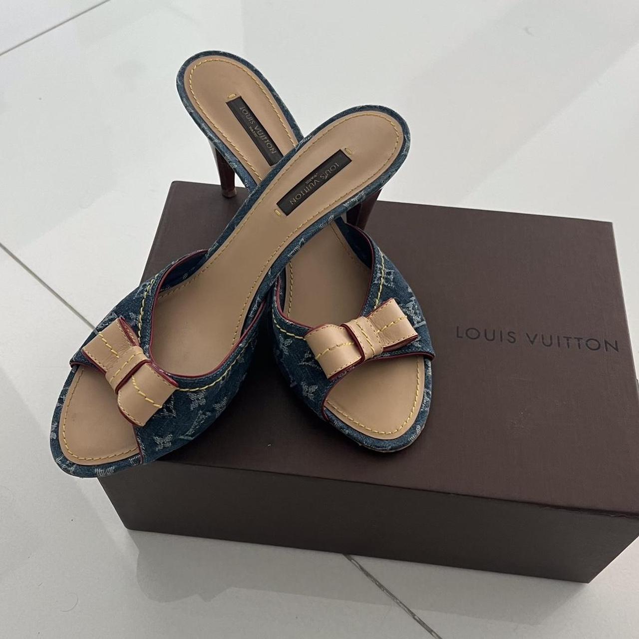 Louis Vuitton denim edition wedge heels - Depop