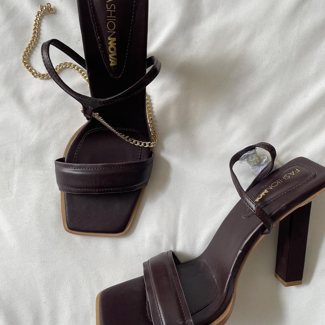 Fashion Nova Women S Shoes 2026.Fashion Nova Women's Brown Sandals | Depop