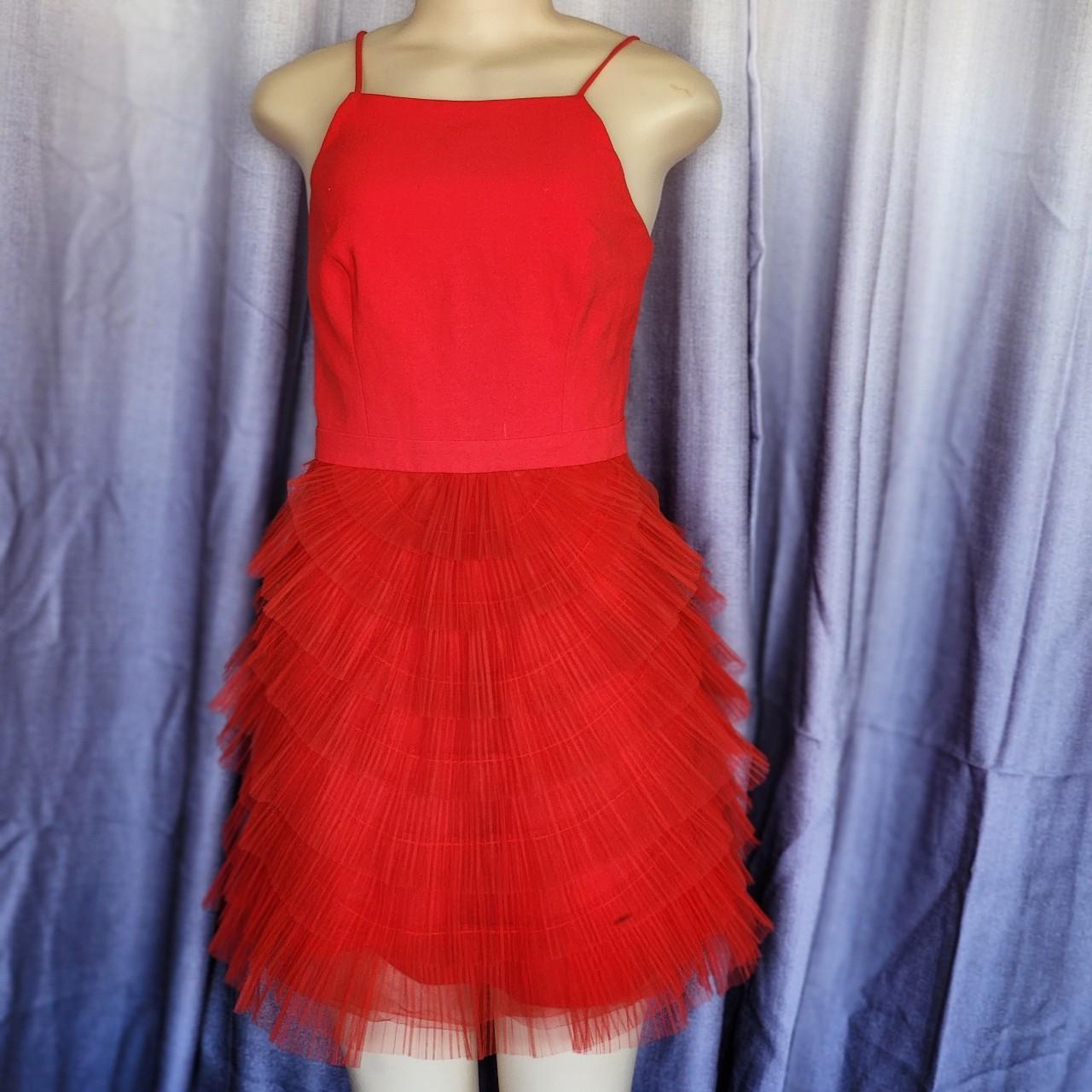 BCBG MAXAZRIA Casandra Pleated Dress Jewel Red Size