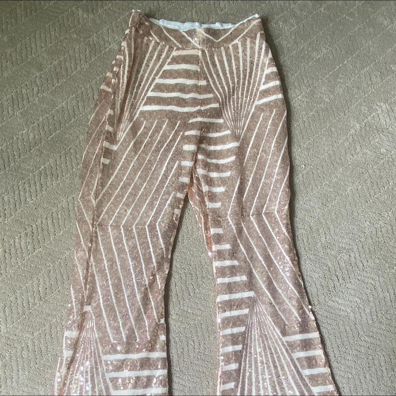 Women's Cream and Pink Trousers | Depop