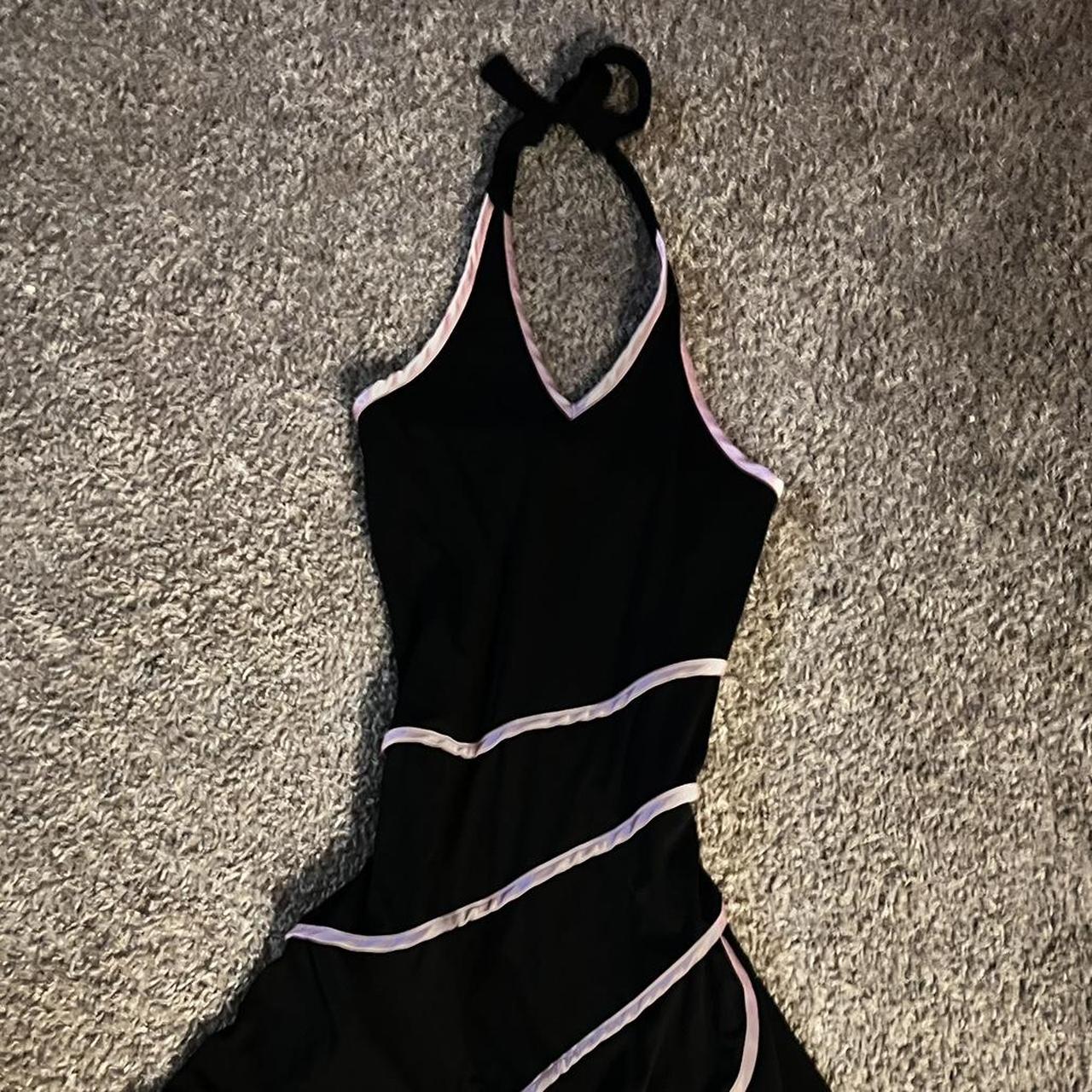 adorableee 2000s pink and black ruffly knee length... - Depop