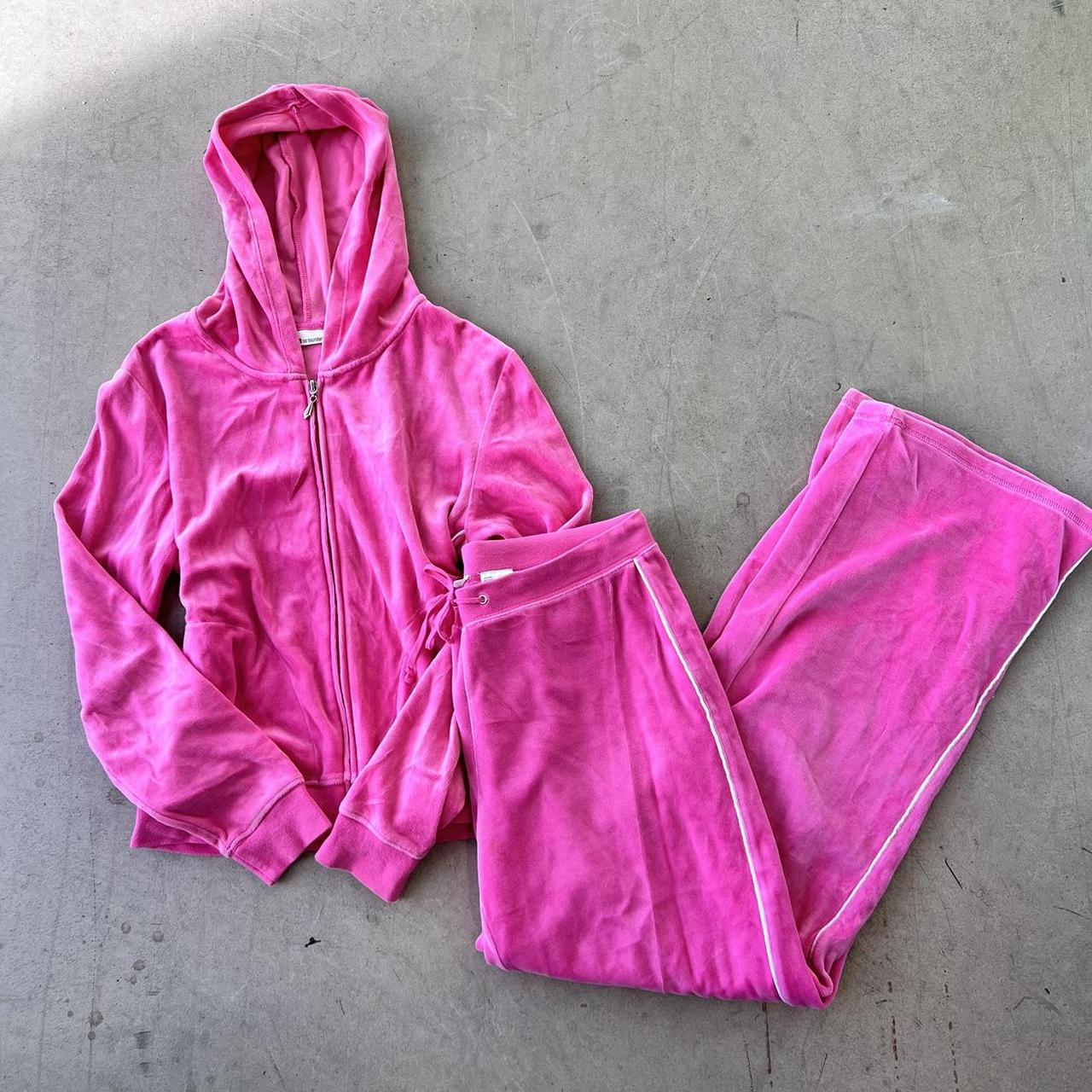 y2k 2000s pink velour jumpsuit set 🎀🎀💋 size m ... - Depop