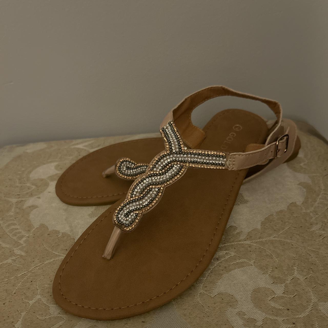 Gold Toe Women's Tan and Gold Sandals