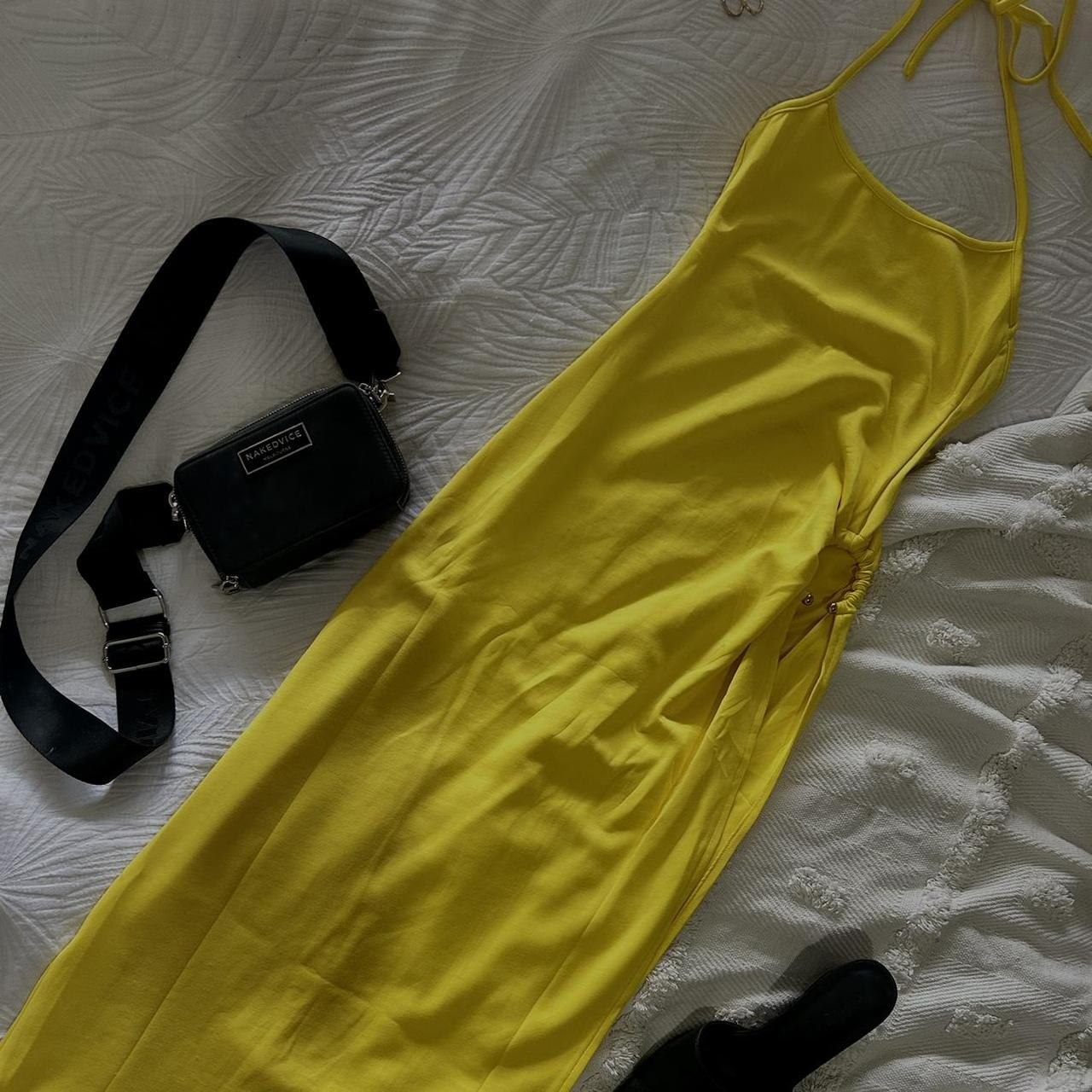 Beginning Boutique Lila Yellow Midi Dress Size 8 New... Depop