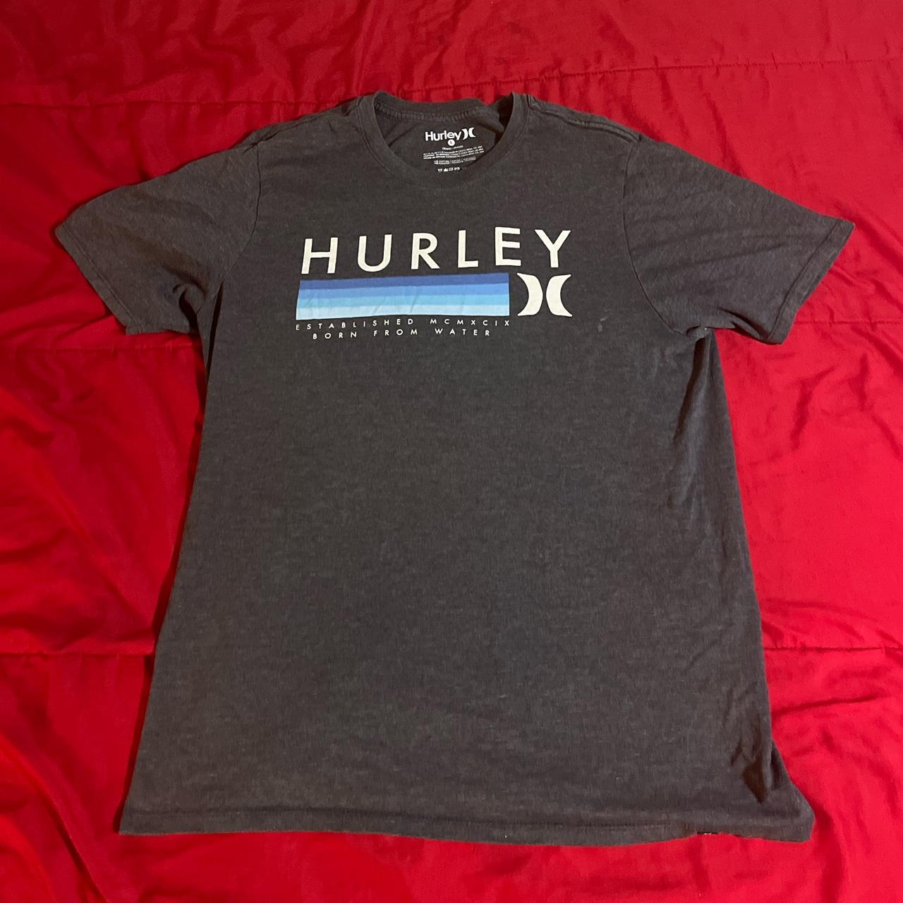 Dark Grey Hurley T Shirt Size Large - Depop