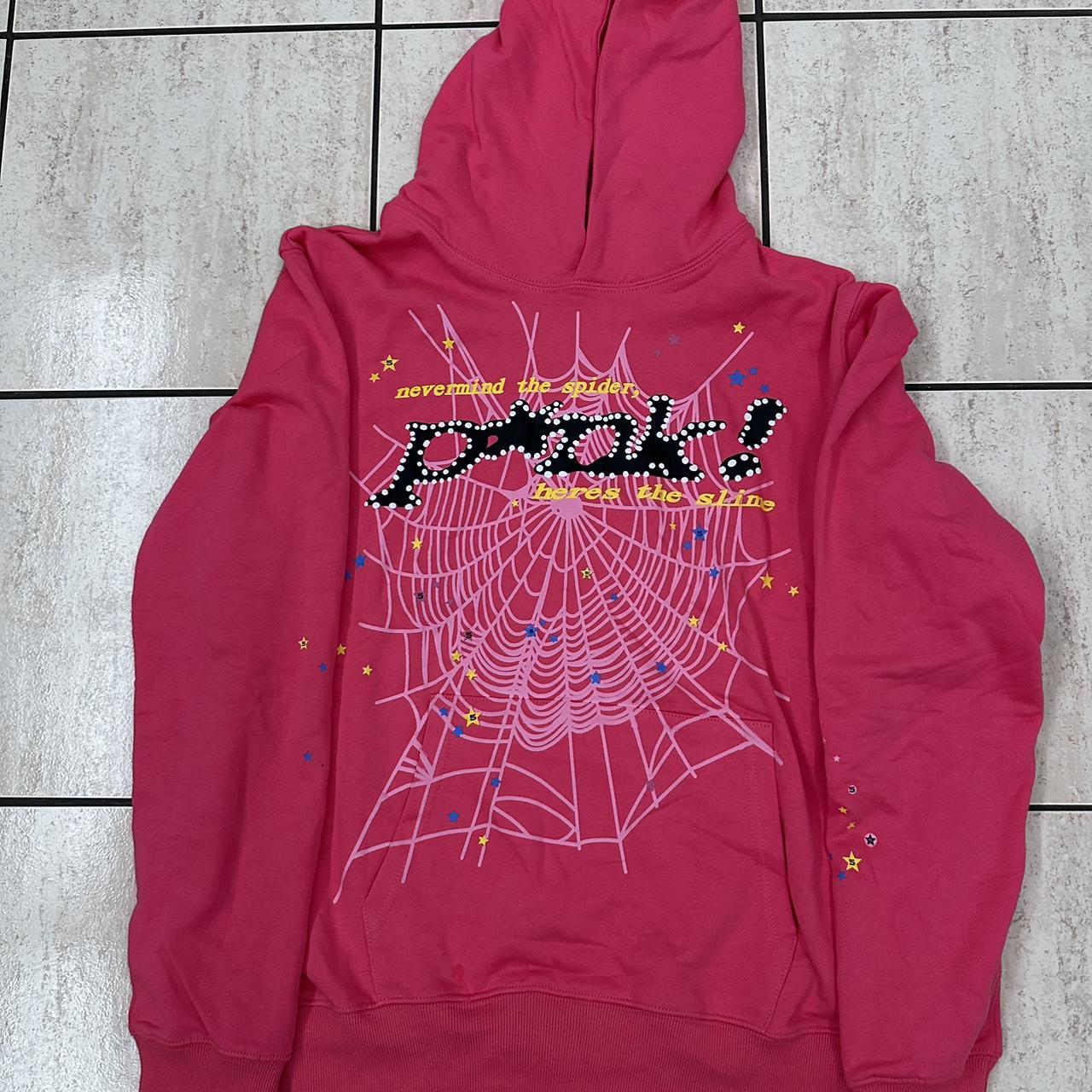 Sp5der P*nk Hoddie -Pink -Size Large -Brand New - Depop