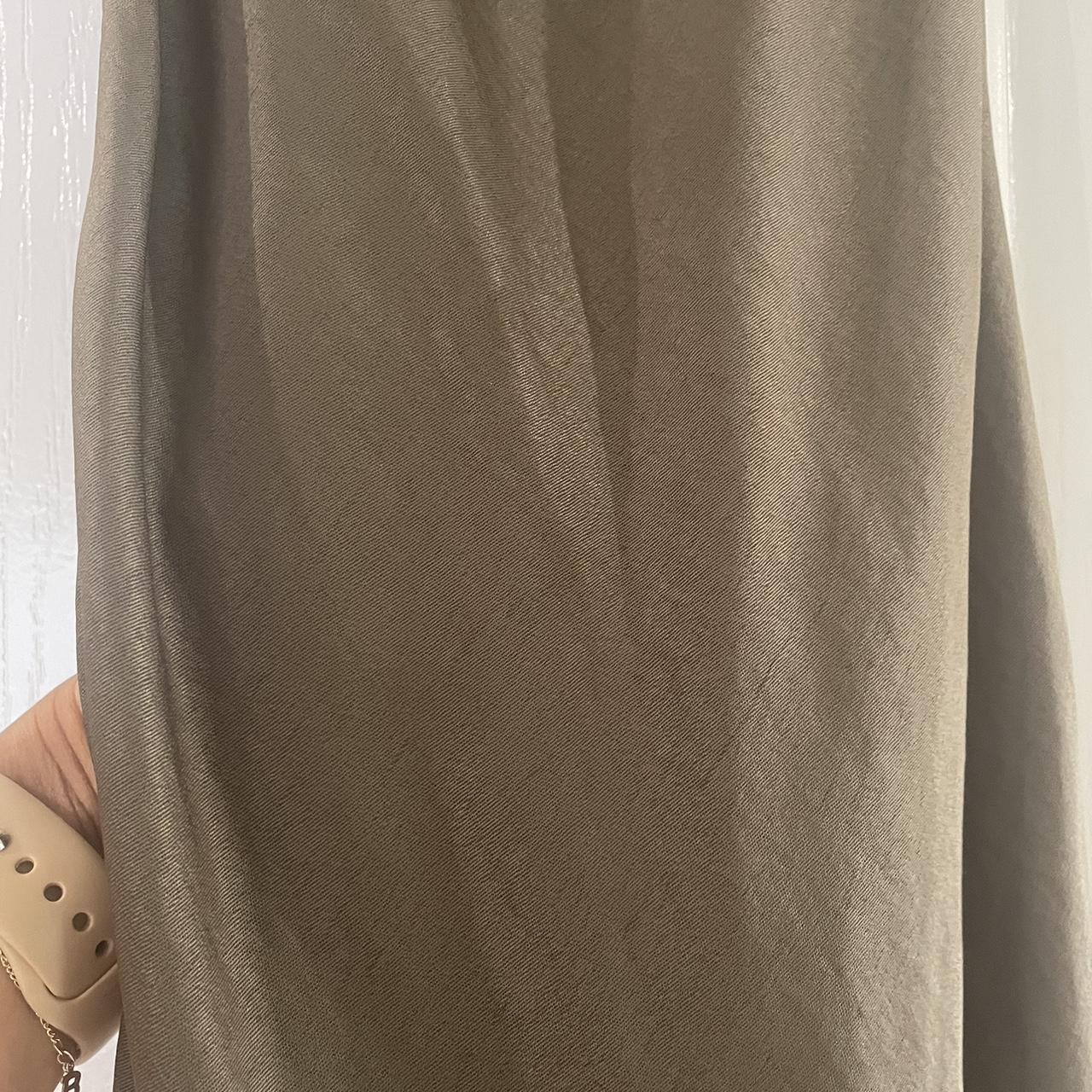 Dotti Khaki silk slip midi dress worn once size 6 Depop