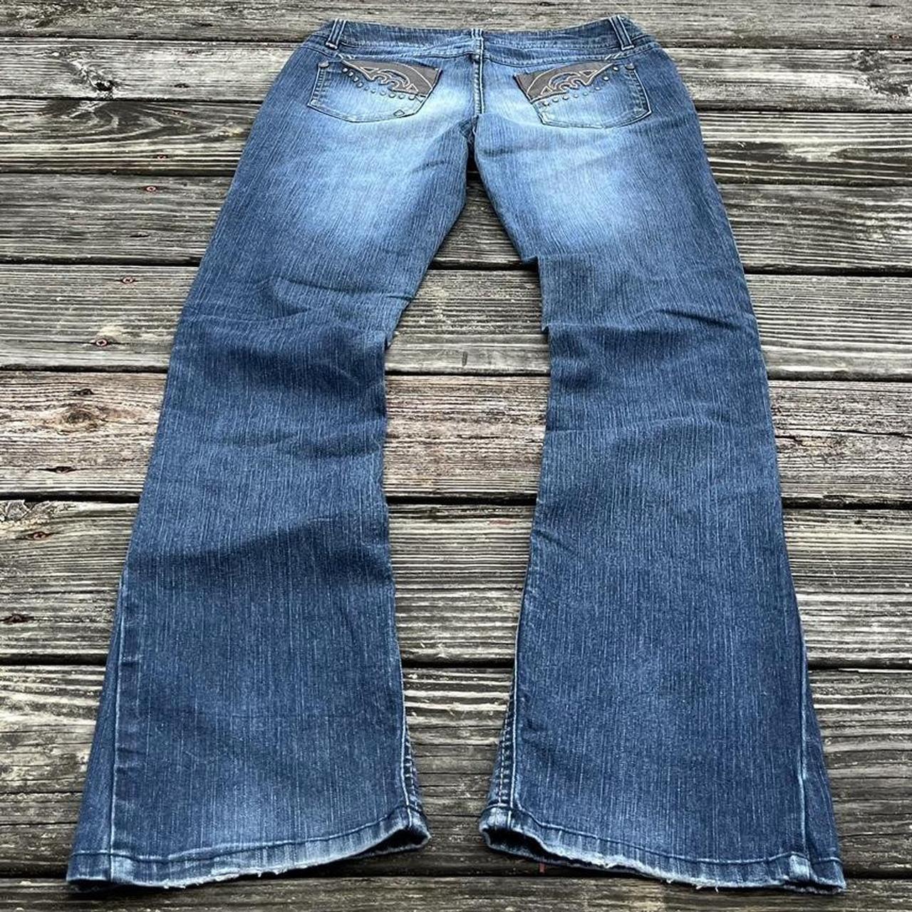 y2k flared bootcut jeans. Mudd skinny studded. Depop