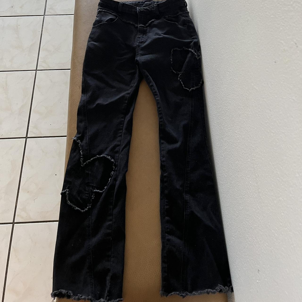 distressed bootcut jeans (they stretch out on the... - Depop