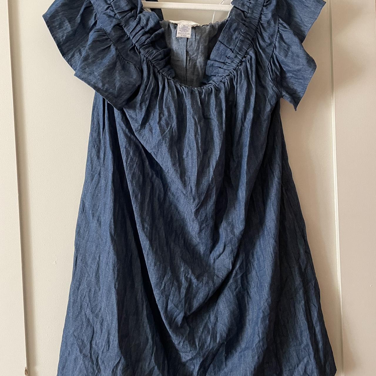 Anthropologie Women's Navy Dress | Depop