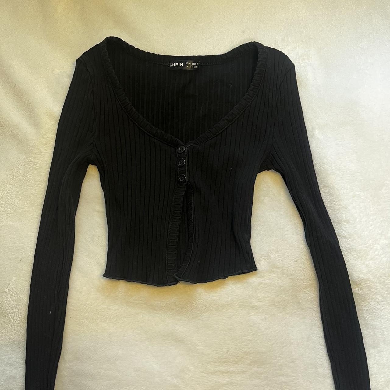 shein long sleeve crop top size: xs very stretchy - Depop