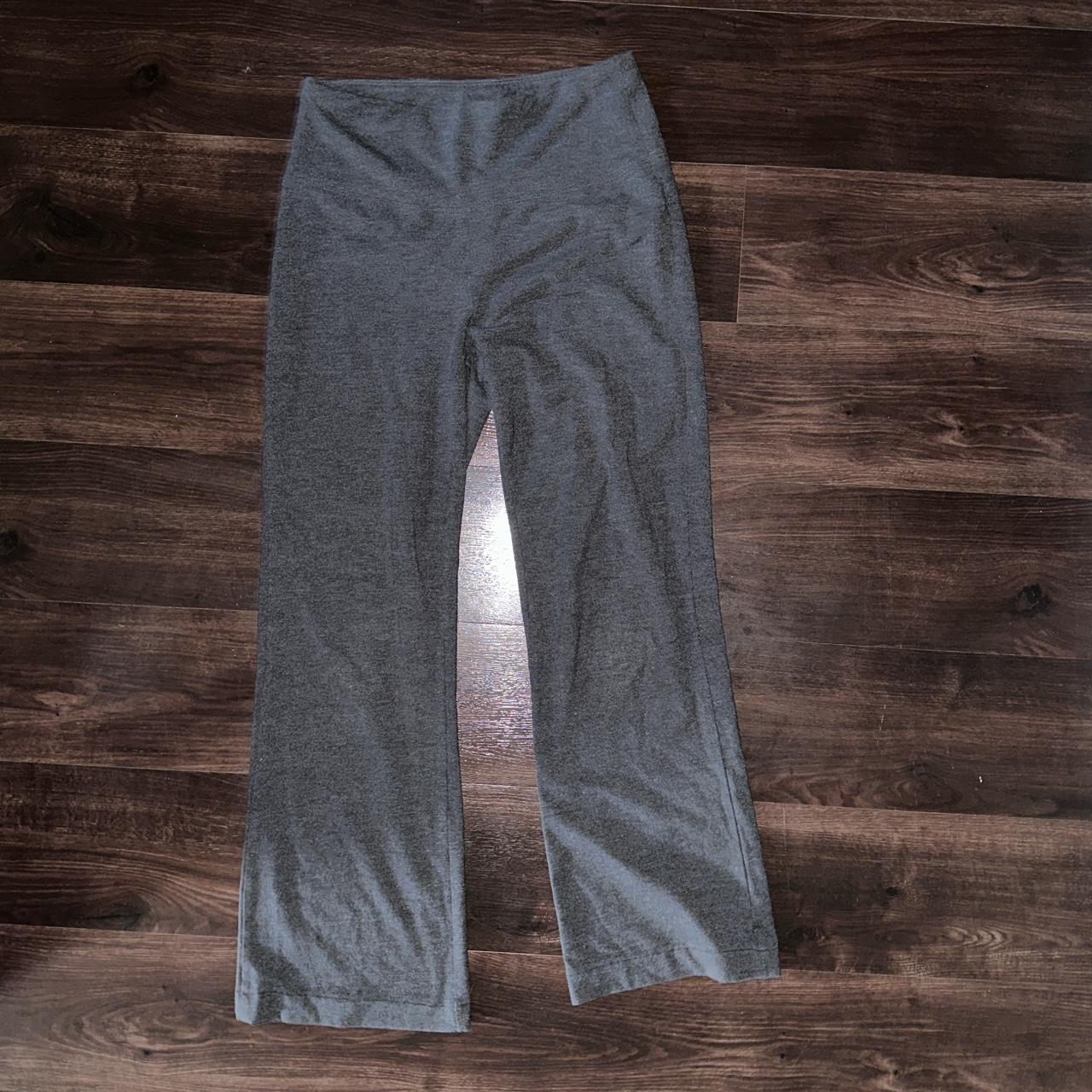 Bootcut yoga pants. Petite, dark grey and stretchy. - Depop