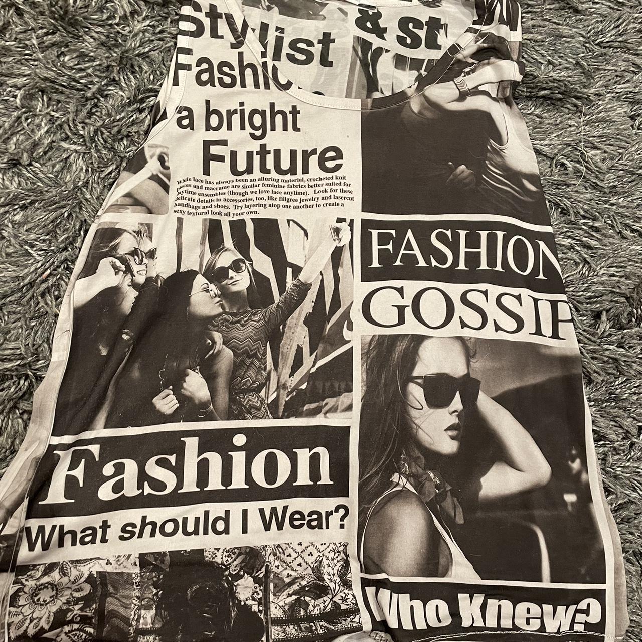 blu y2k newspaper print tank top Depop