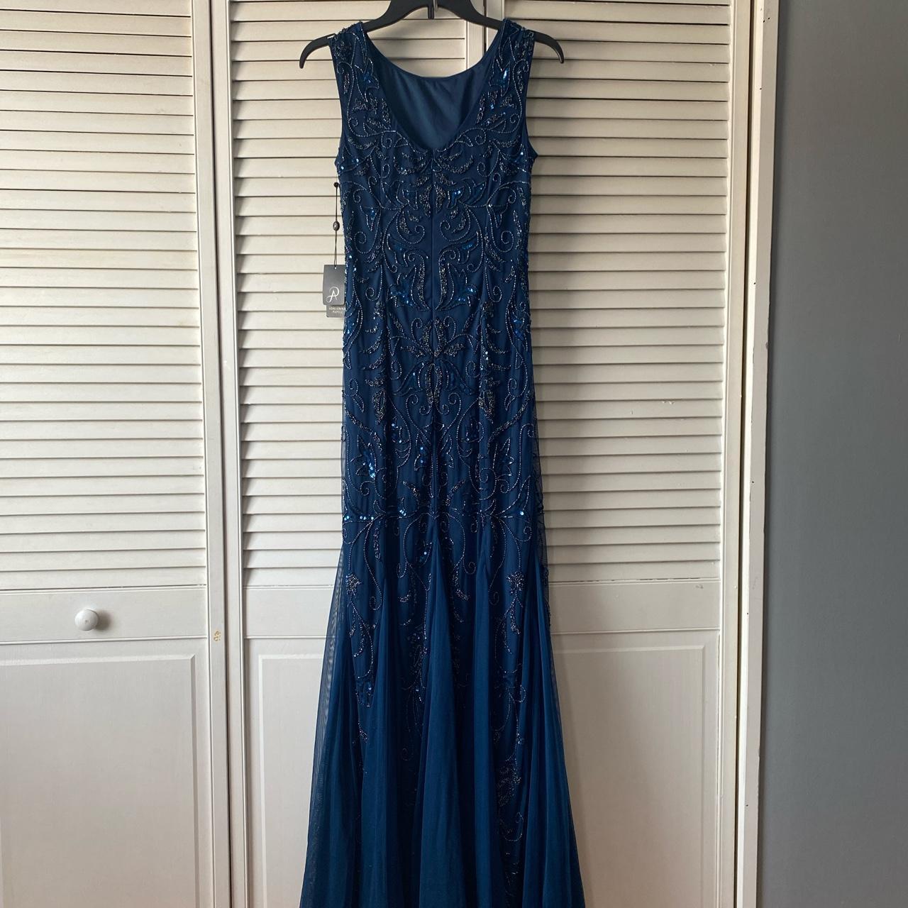 Blue Detailed Flapper Style Evening Gown Never Depop