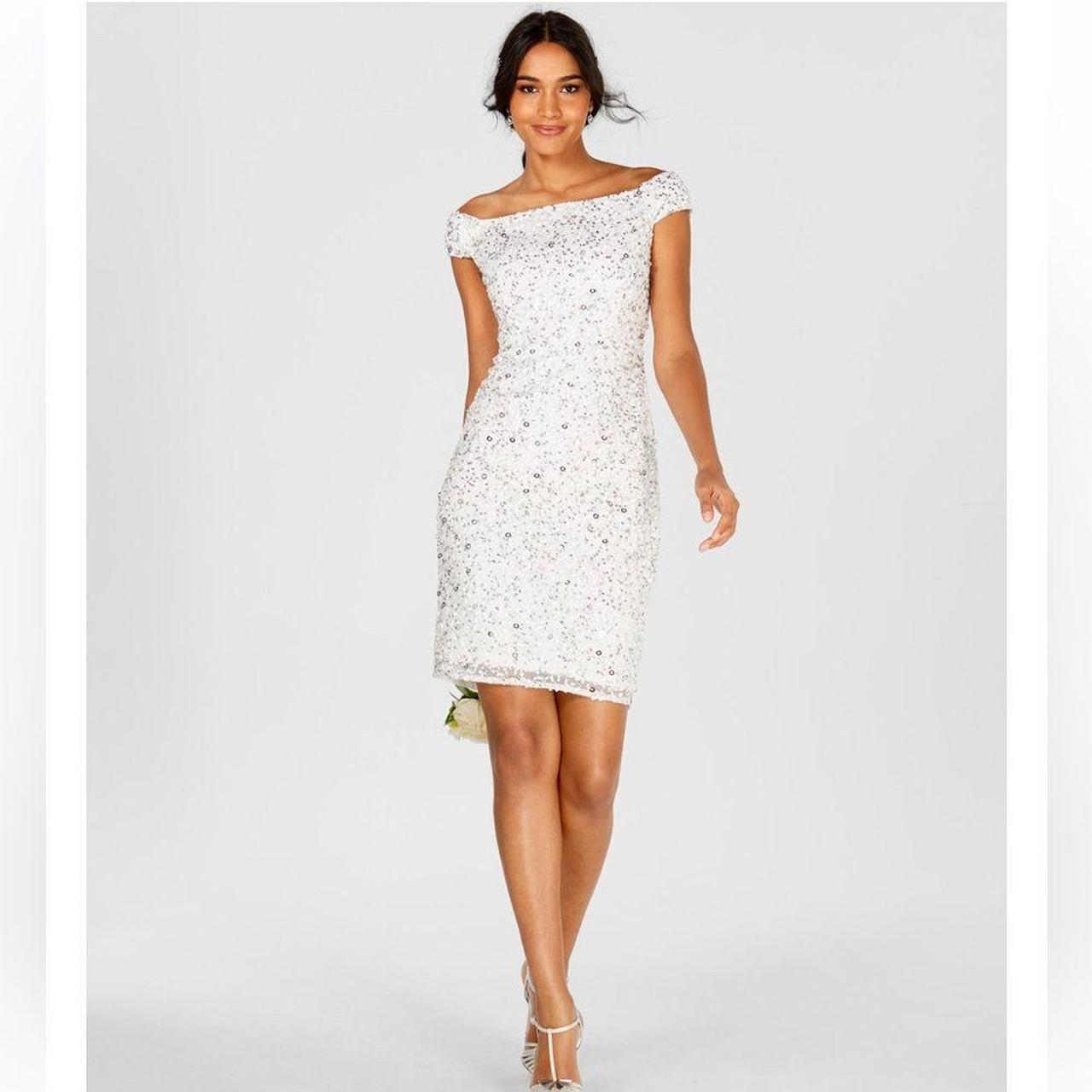 Adrianna papell white beaded dress hotsell