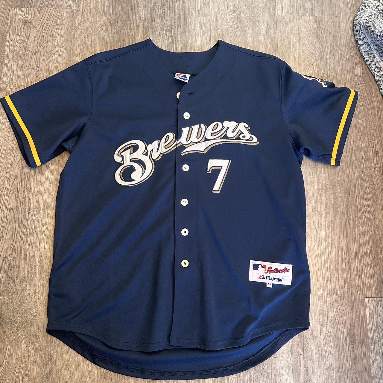 2000 s Milwaukee Brewers JJ Hardy navy jersey. Depop