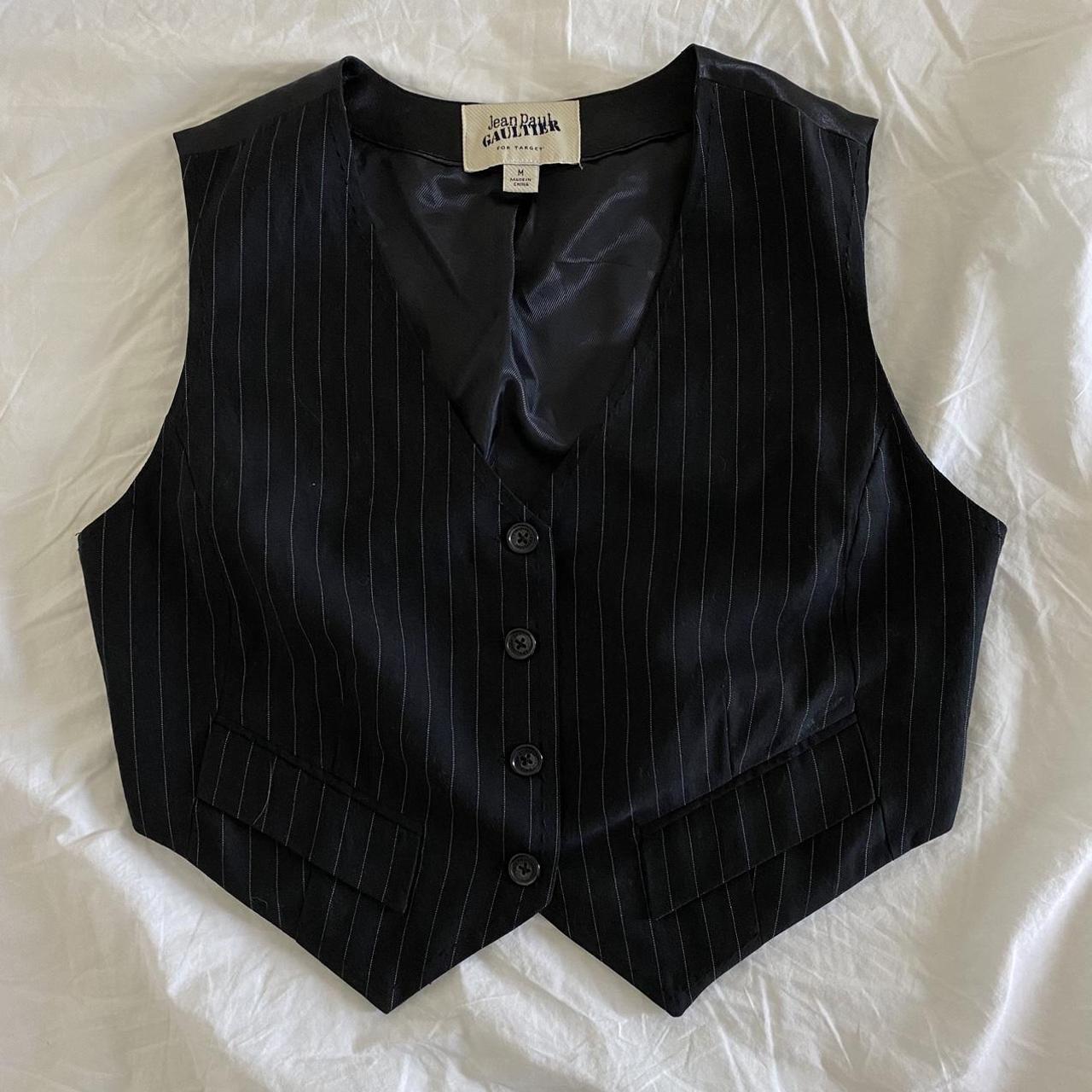 jean paul gaultier cropped pinstripe vest. has an... - Depop