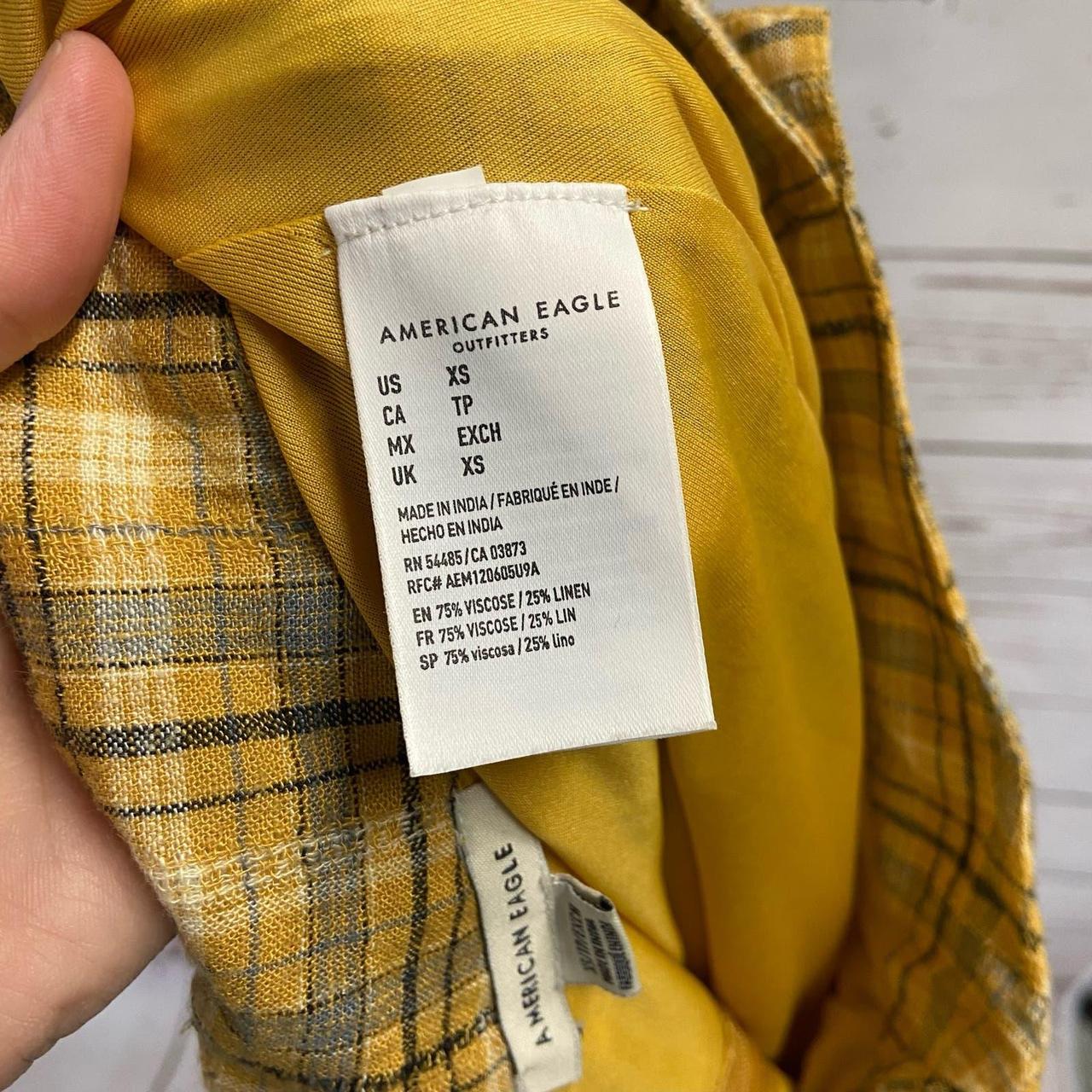 American Eagle XS Yellow Plaid Button High Rise Mini