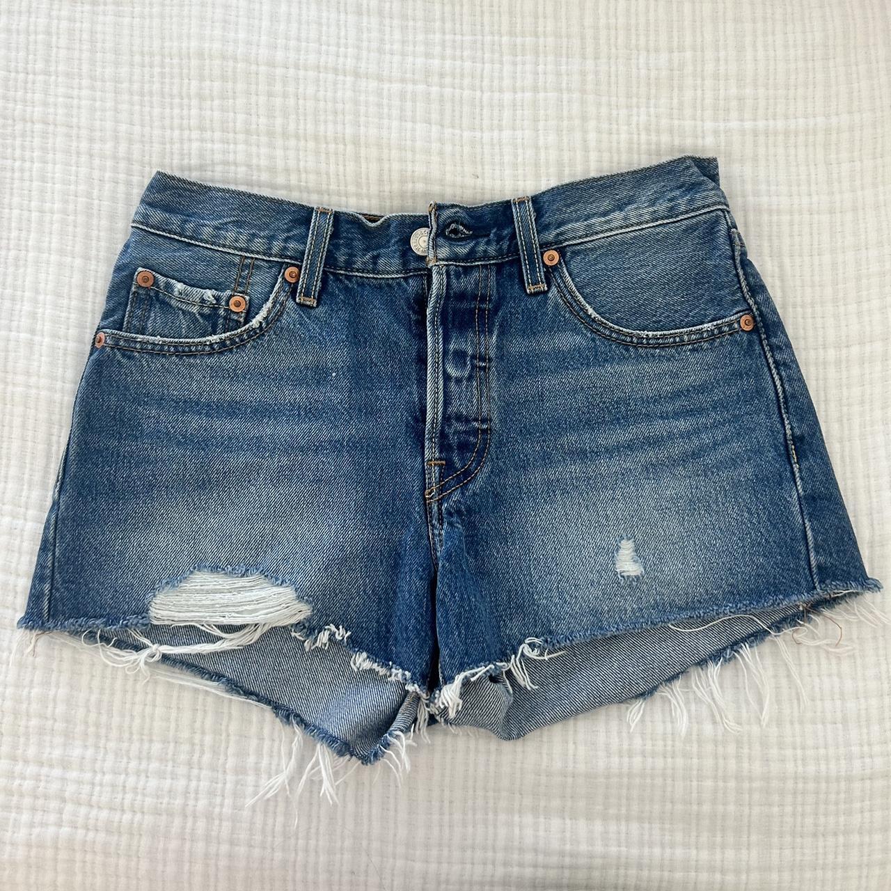 levi denim shorts never worn. around a size 4 or... - Depop