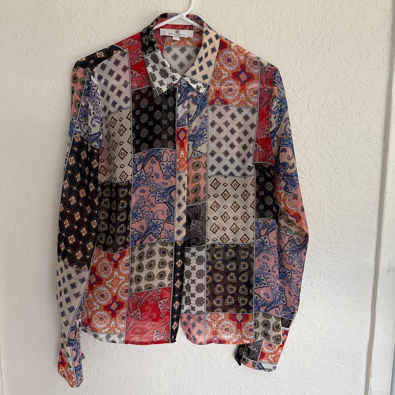 Women's Shirt - Multi - L – Patchwork patterned b… - image 1