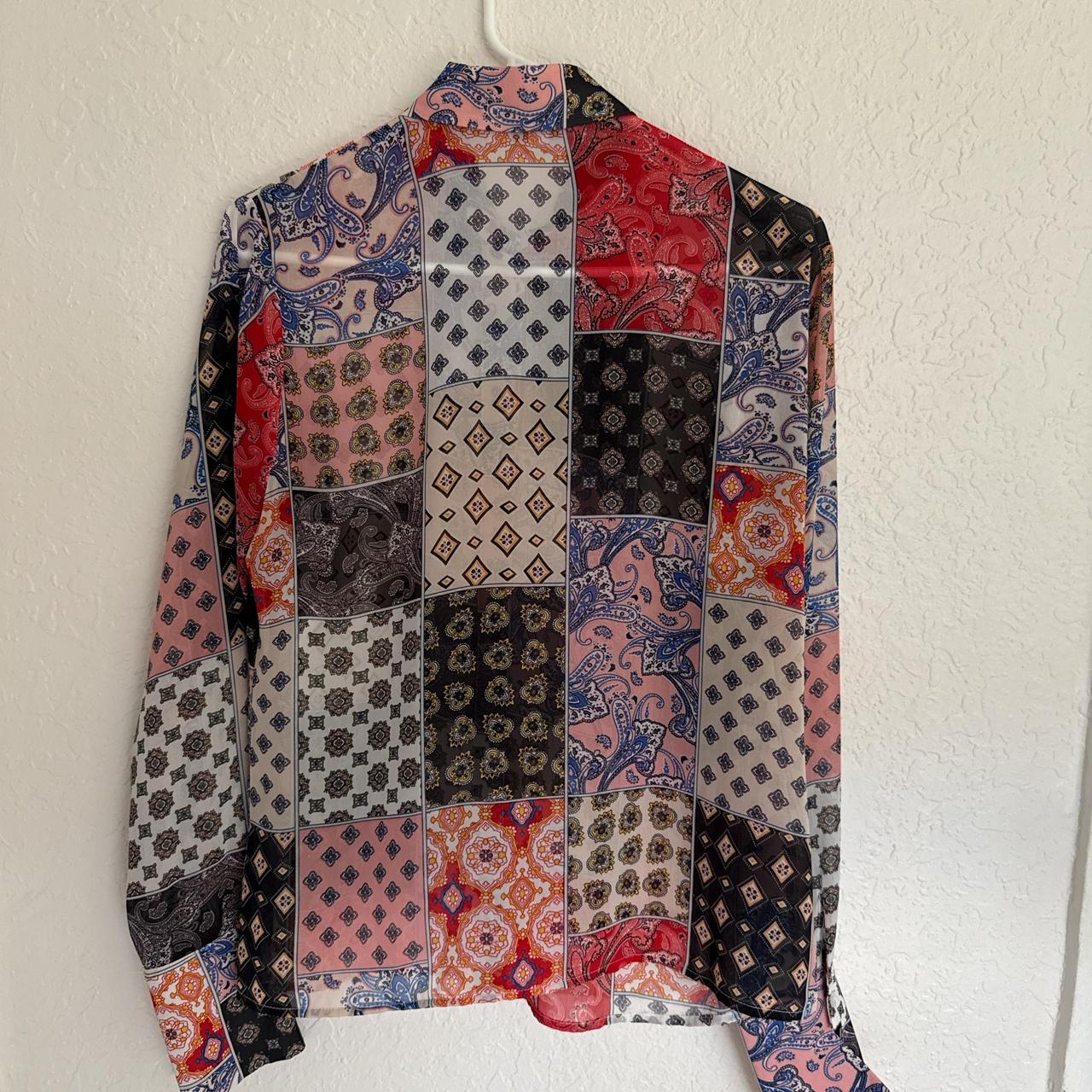 Women's Shirt - Multi - L – Patchwork patterned b… - image 2