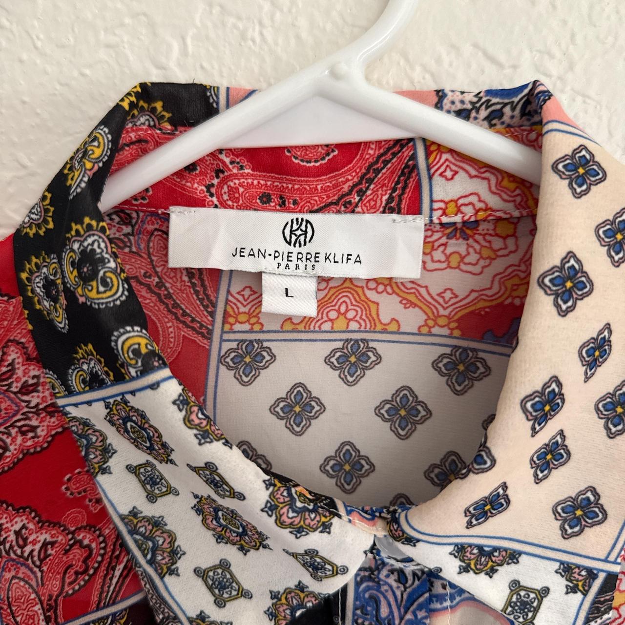 Women's Shirt - Multi - L – Patchwork patterned b… - image 4