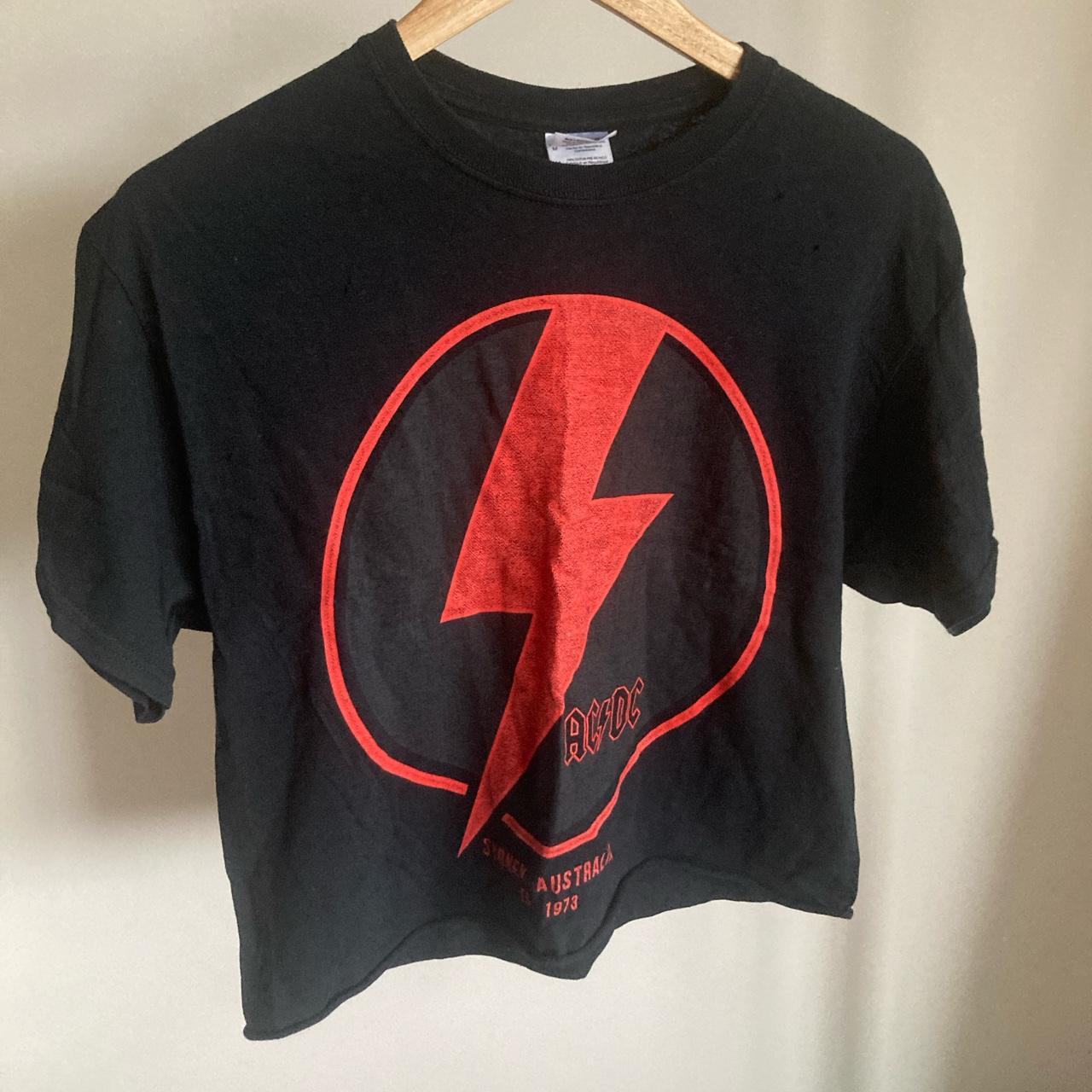 AC/DC - Lightning shirt Size M but cropped so it... - Depop
