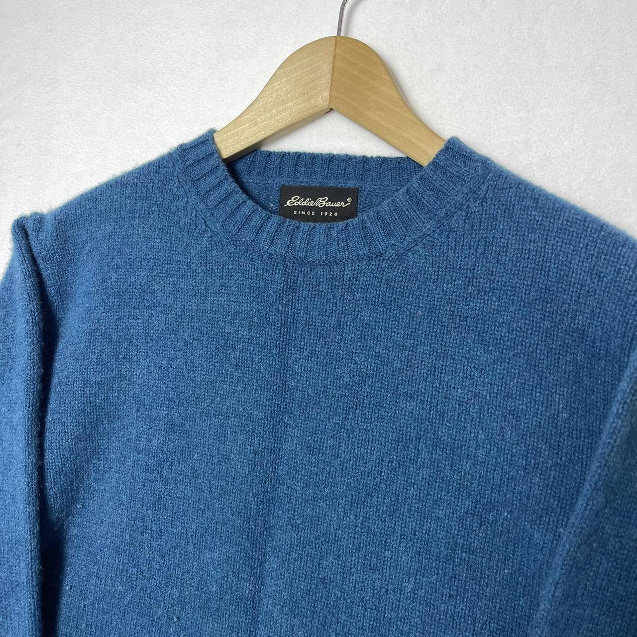 Eddie Bauer Lambswool Sweater Men’s Size Medium Blue... - Depop